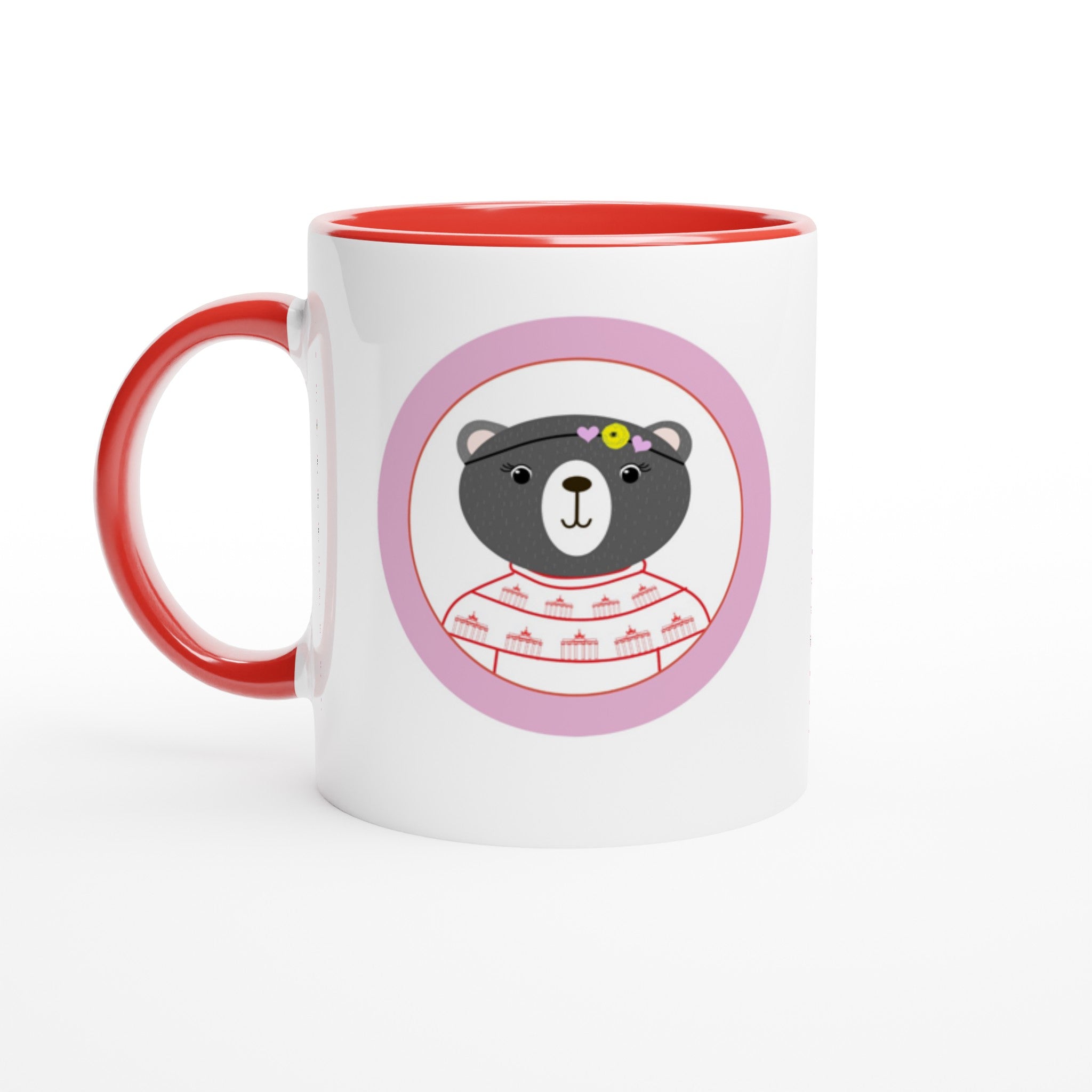 Berlin  Kleine Bärin Weiße Keramiktasse 11oz mit Farbe an der Innenseite