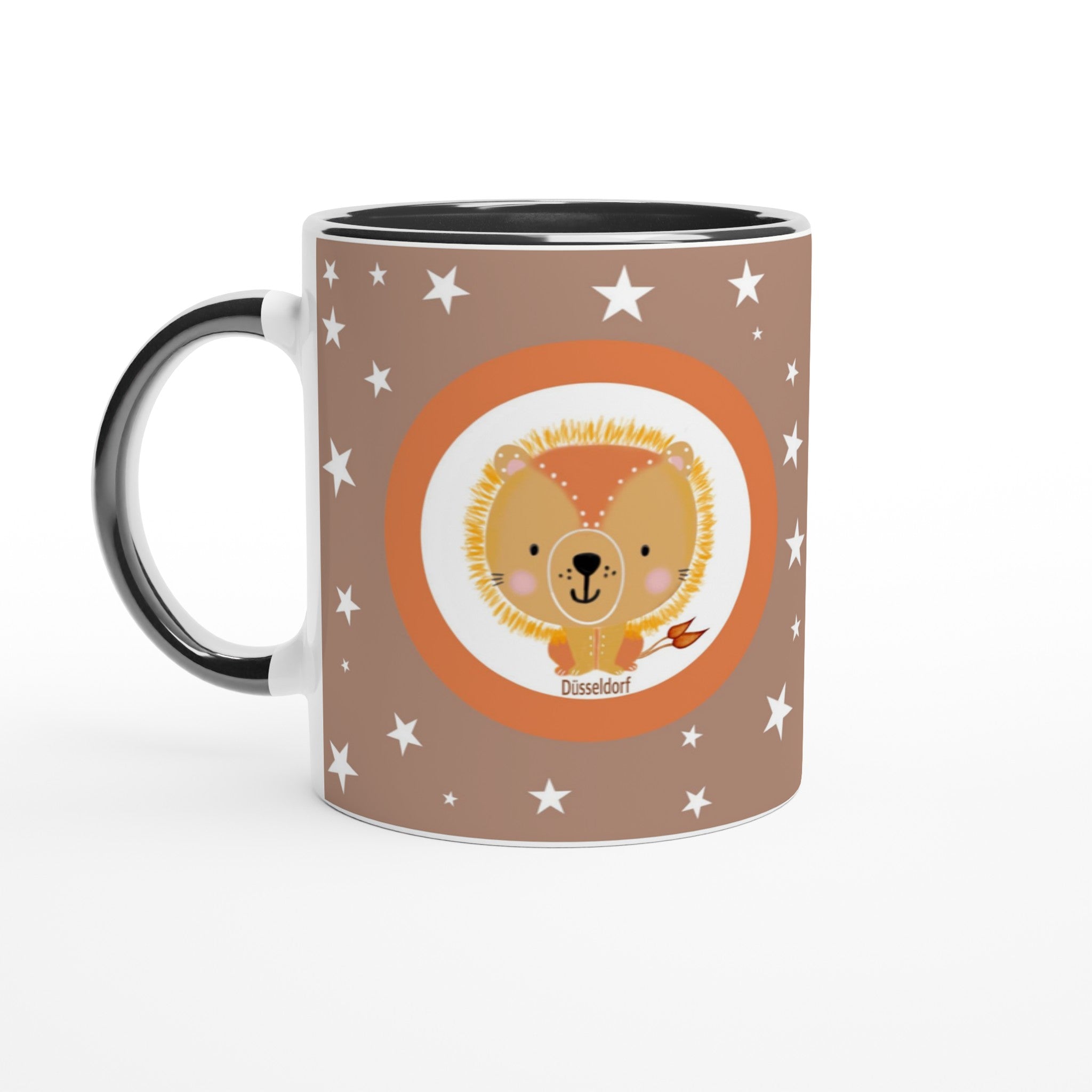 Düsseldorf „Kleiner Löwe“ Keramiktasse 11oz mit Farbe an der Innenseite