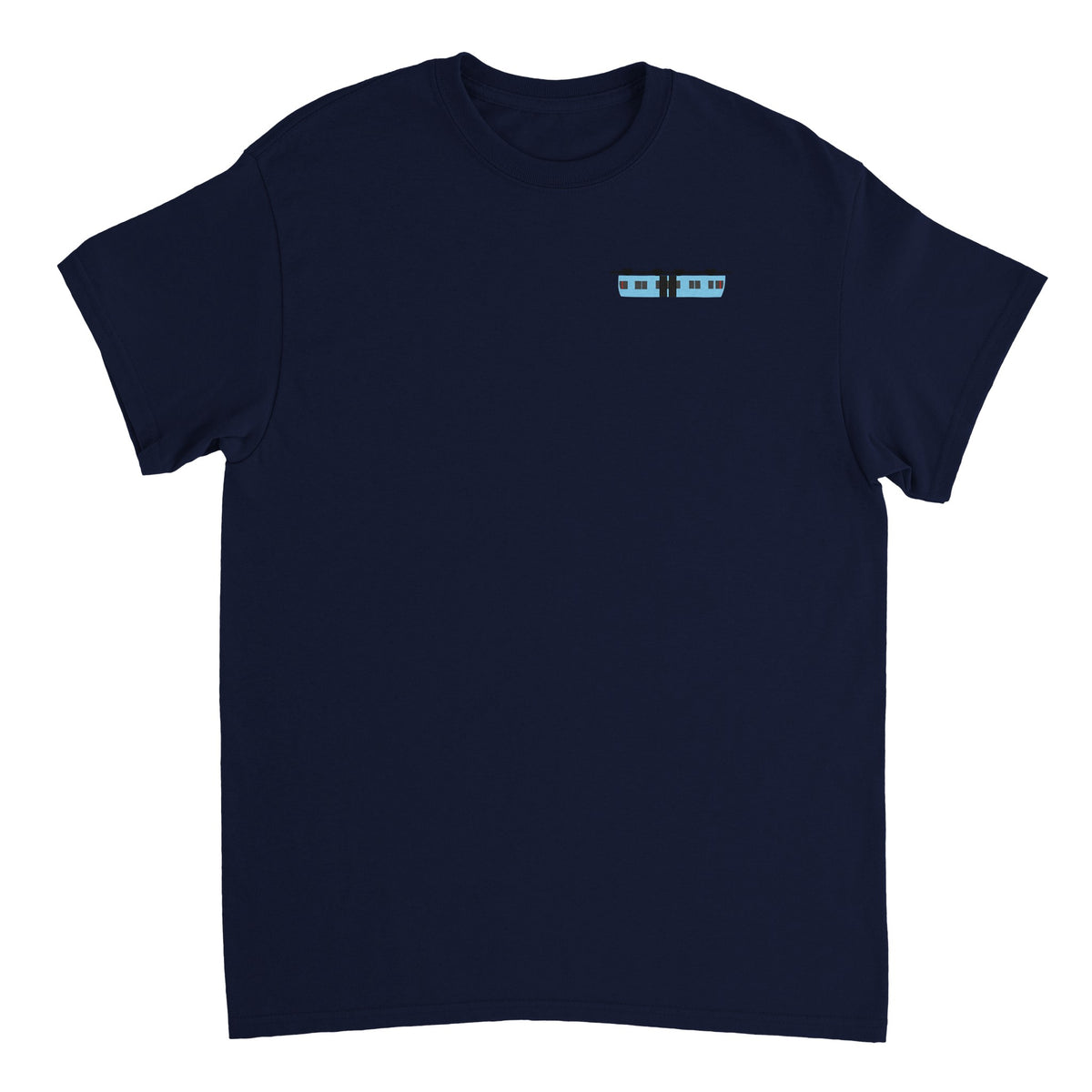 Blaue Schwebebahn Schweres Unisex T-Shirt mit Rundhalsausschnitt