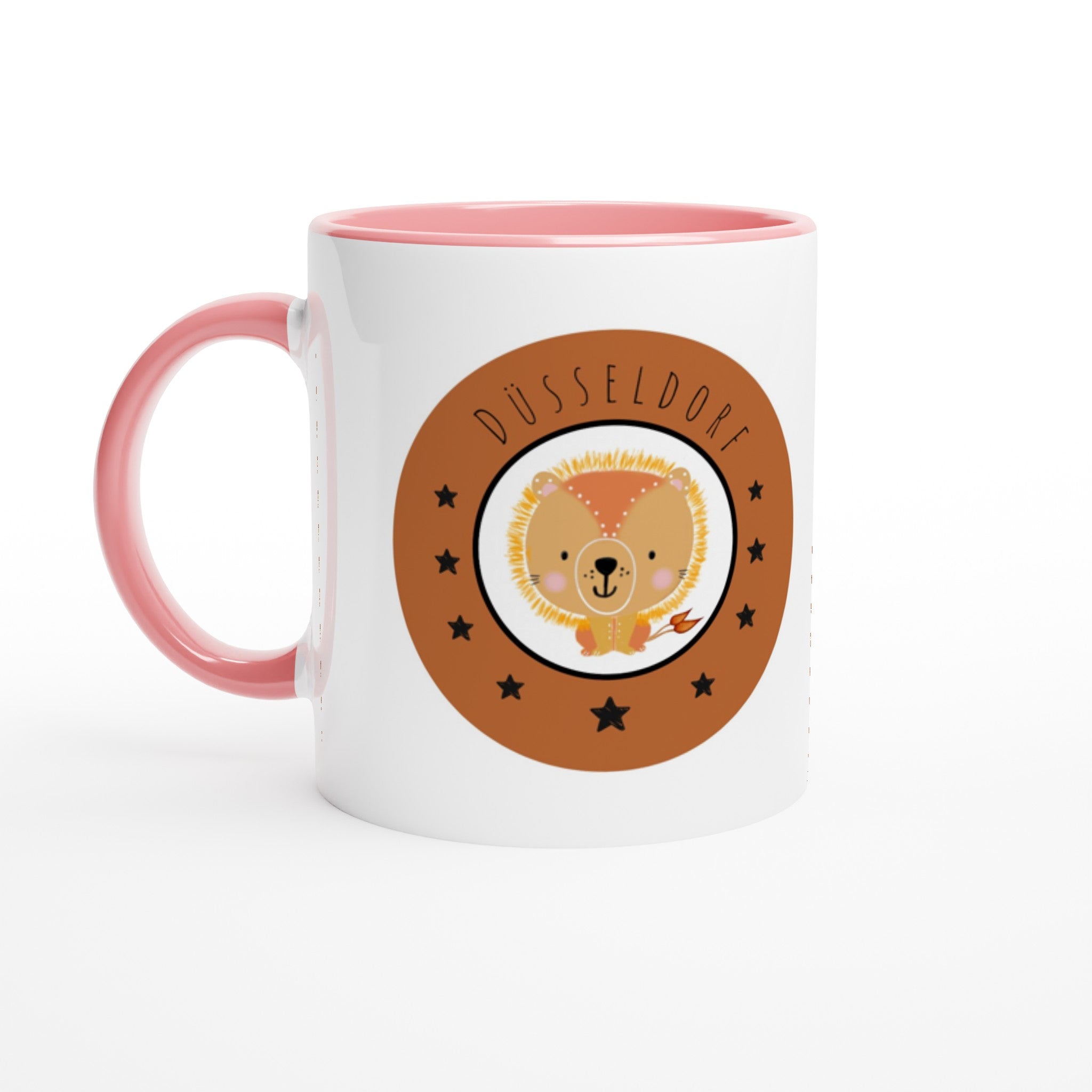 Düsseldorf Kleiner Löwe - Weiße Keramiktasse 11oz mit Farbe an der Innenseite