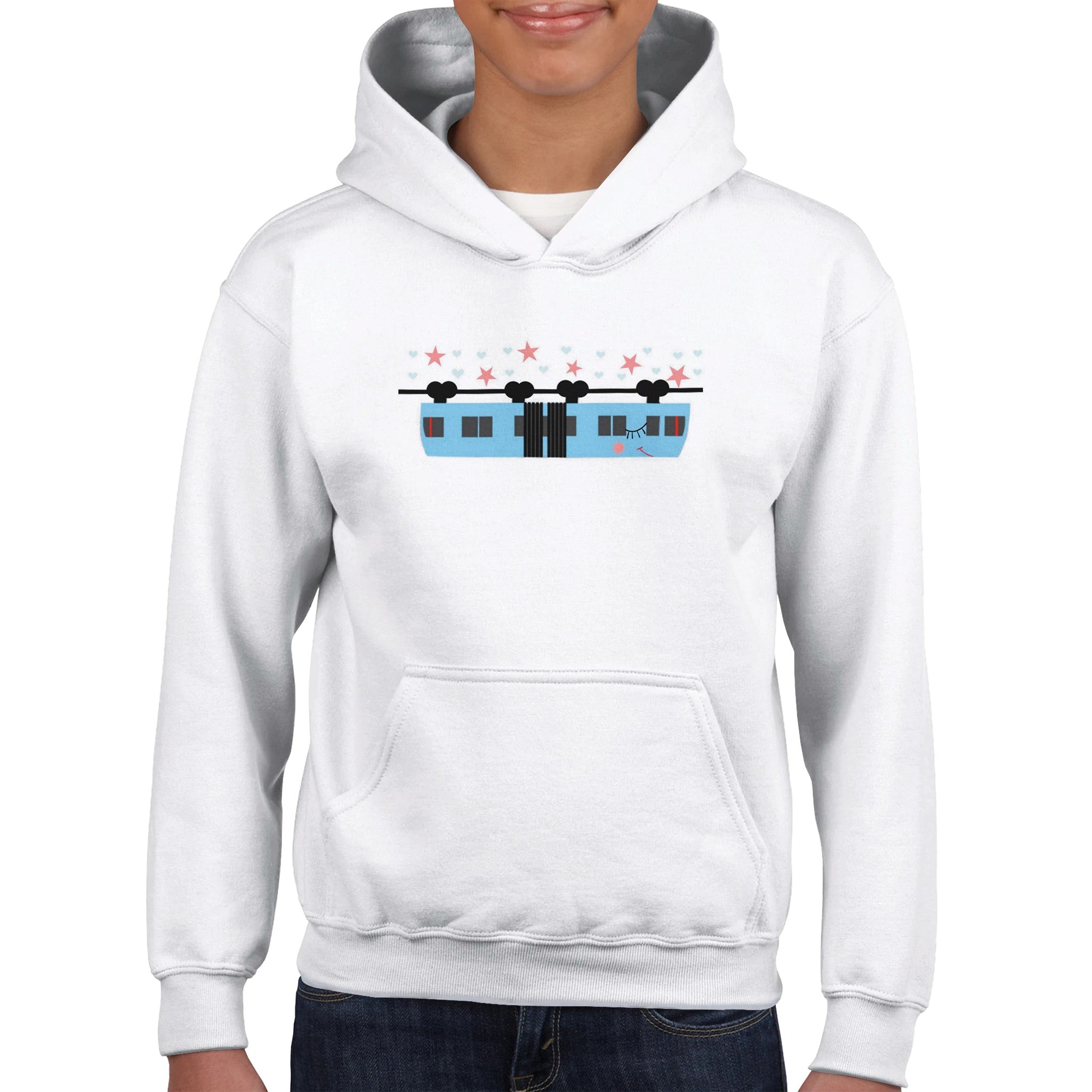 Klassischer Kinder-Hoodie Schwebebahn Blau