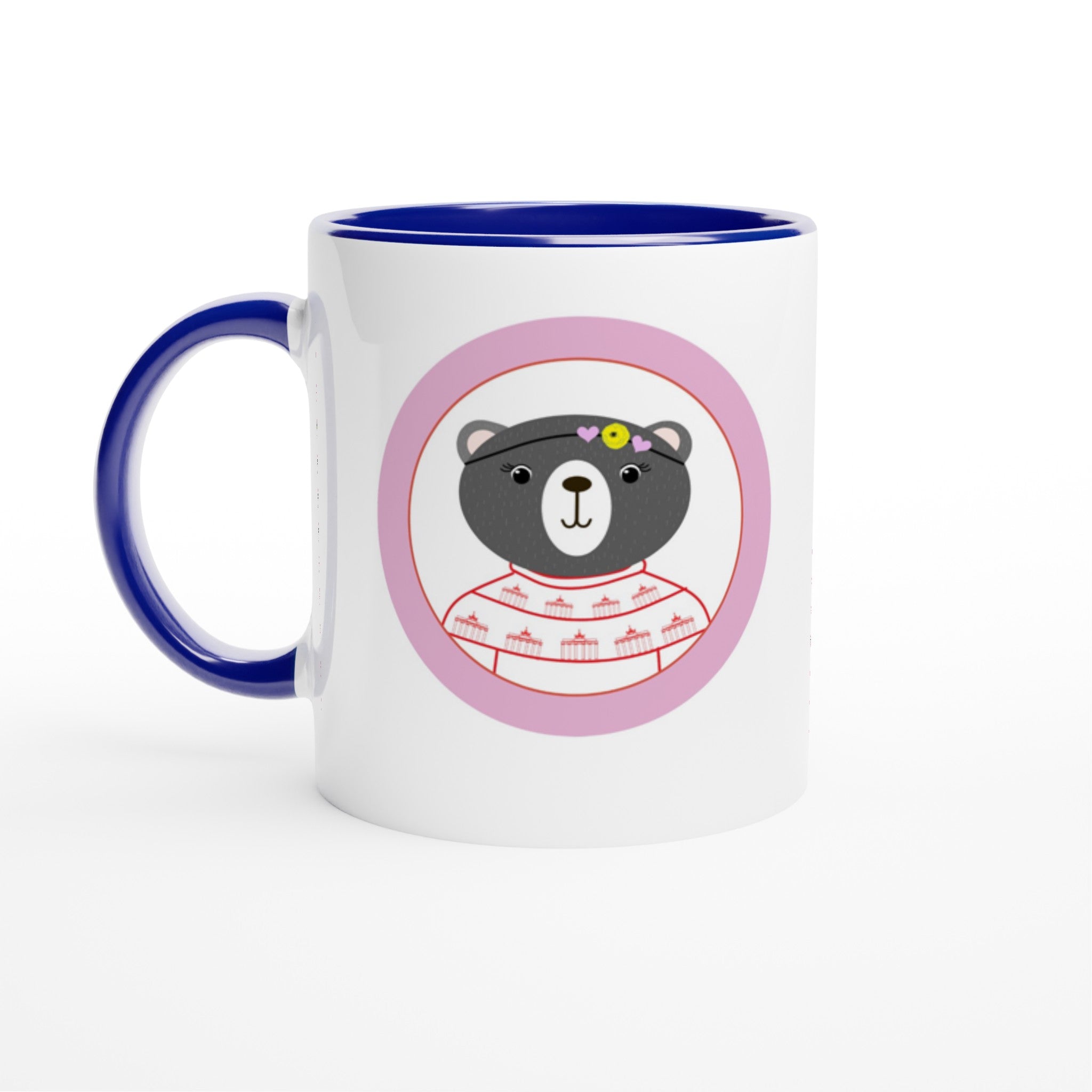 Berlin  Kleine Bärin Weiße Keramiktasse 11oz mit Farbe an der Innenseite