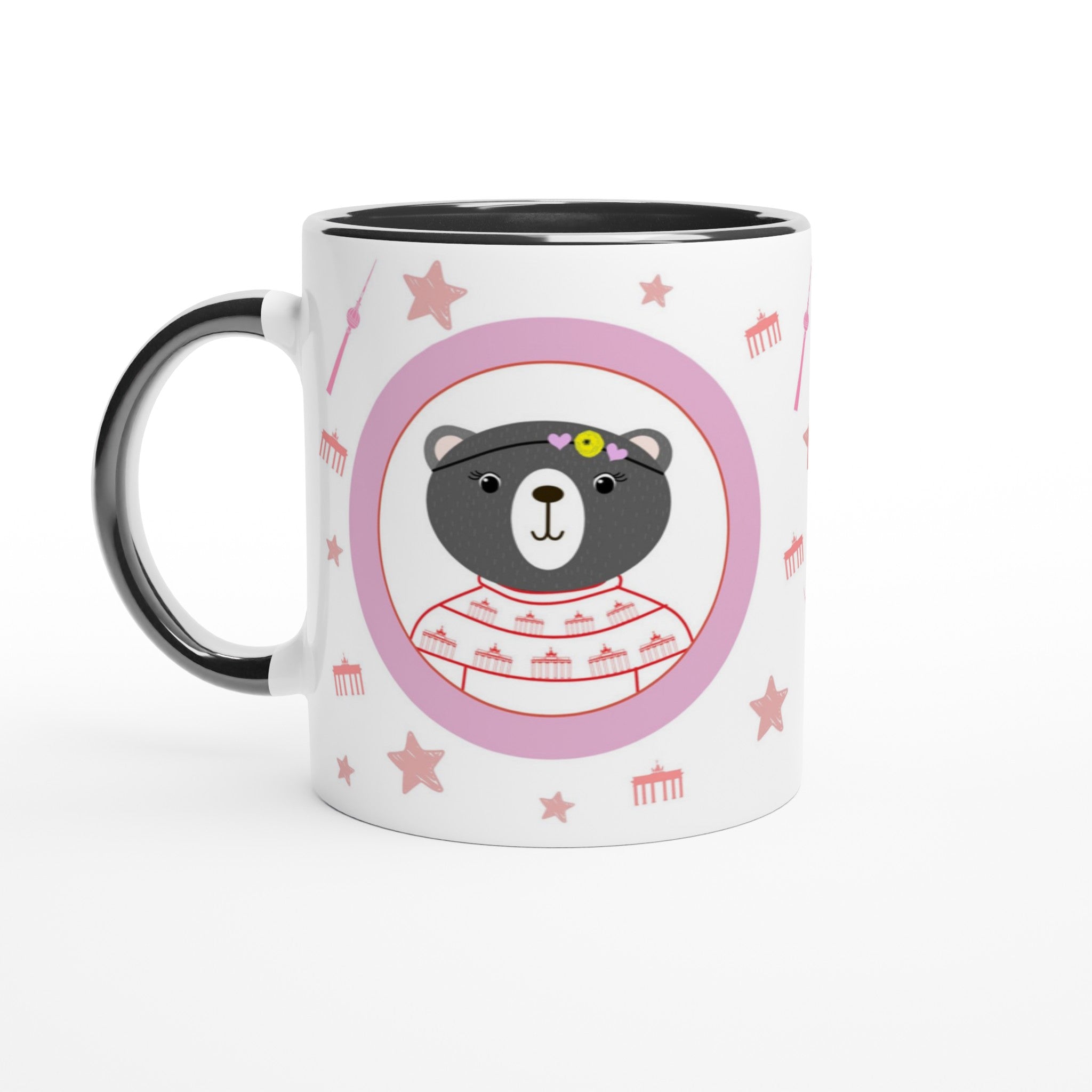 Berlin Kleine Bärin - Weiße Keramiktasse 11oz mit Farbe an der Innenseite