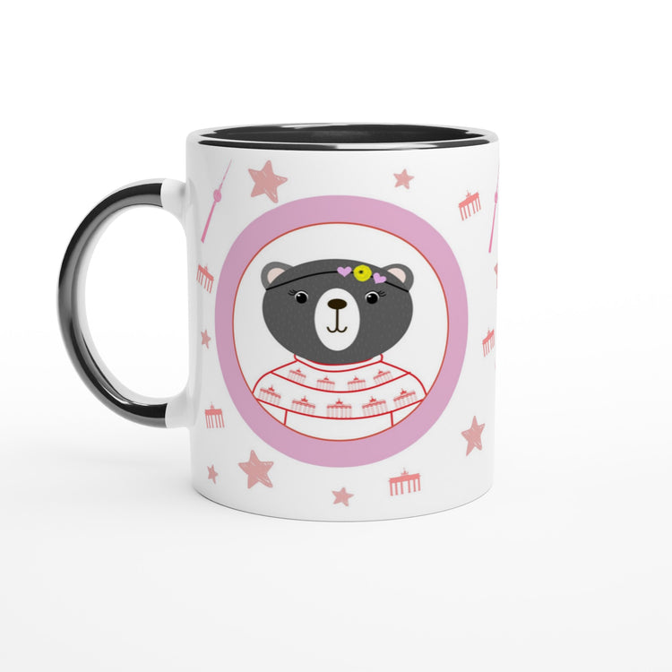 Berlin Kleine Bärin - Weiße Keramiktasse 11oz mit Farbe an der Innenseite