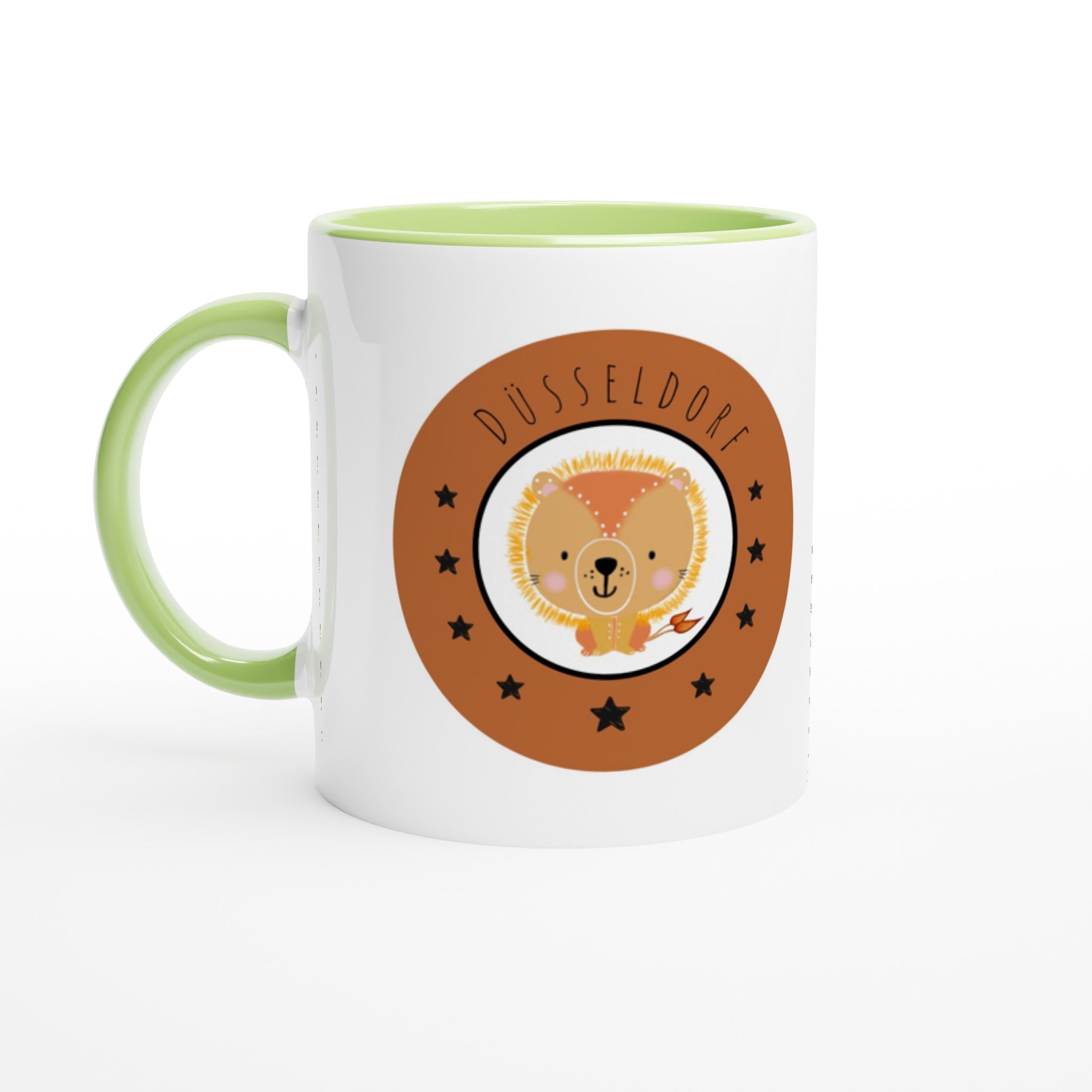 Düsseldorf Kleiner Löwe - Weiße Keramiktasse 11oz mit Farbe an der Innenseite